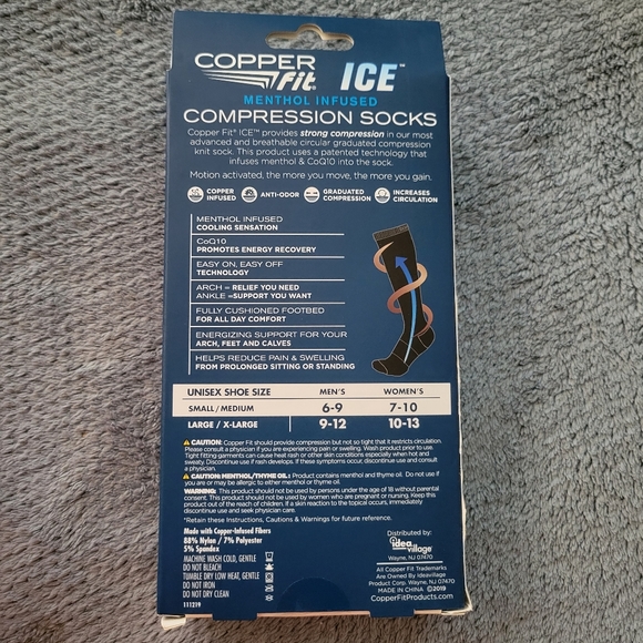 Copper Fit ICE Menthol Infused Compression SocksSmall/Medium - Picture 9 of 9